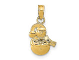 14K Yellow Gold Christmas Snowman Charm Pendant Necklace (NO CHAIN)